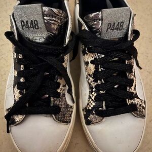 P448 Black, Gold and Silver Snakeskin Sneakers Size 7